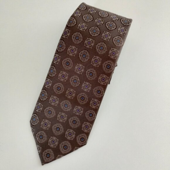 Canali Floral Medallion Pattern 100% Silk Italy 3.5inch W Office Career Classic - Picture 6 of 6